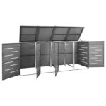 Abri pour quatre poubelles 276,5x77,5x112,5 cm Inox – Image 4