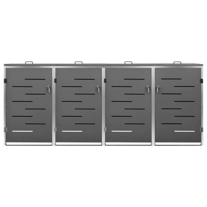 Abri pour quatre poubelles 276,5x77,5x112,5 cm Inox – Image 6