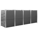 Abri pour quatre poubelles 276,5x77,5x112,5 cm Inox – Image 8