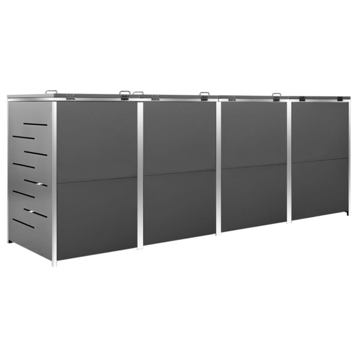 Abri pour quatre poubelles 276,5x77,5x112,5 cm Inox – Image 8