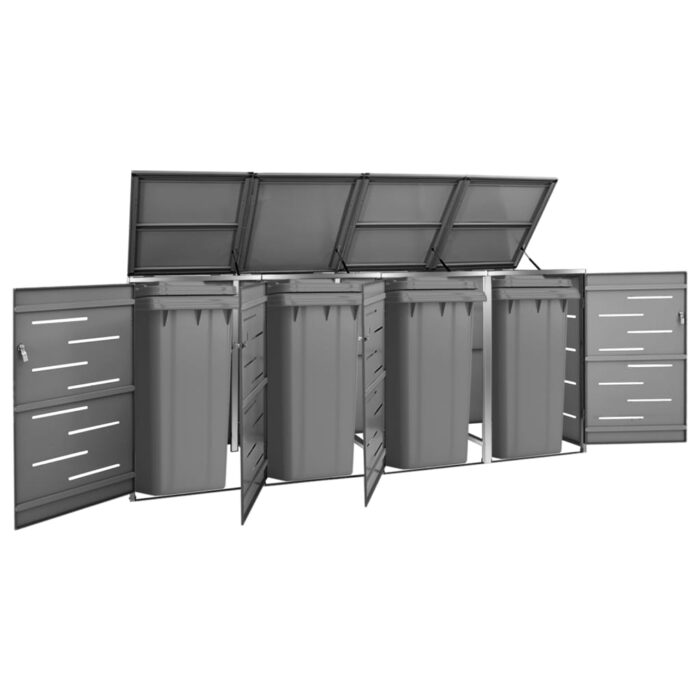 Abri pour quatre poubelles 276,5x77,5x112,5 cm Inox – Image 1