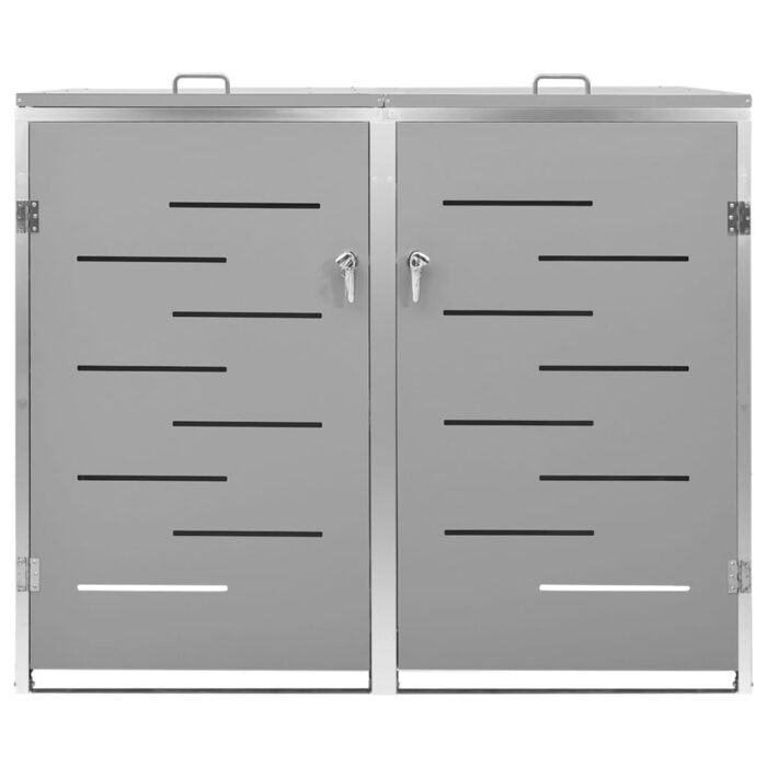 Abri pour deux poubelles 138x77,5x112,5 cm Inox – Image 4
