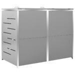 Abri pour deux poubelles 138x77,5x112,5 cm Inox – Image 5