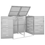 Abri pour deux poubelles 138x77,5x112,5 cm Inox – Image 8