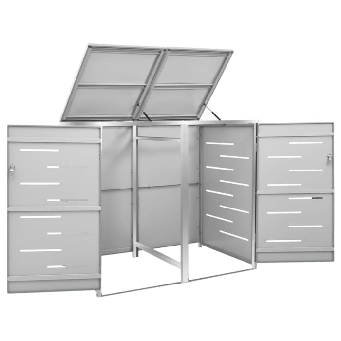 Abri pour deux poubelles 138x77,5x112,5 cm Inox – Image 8