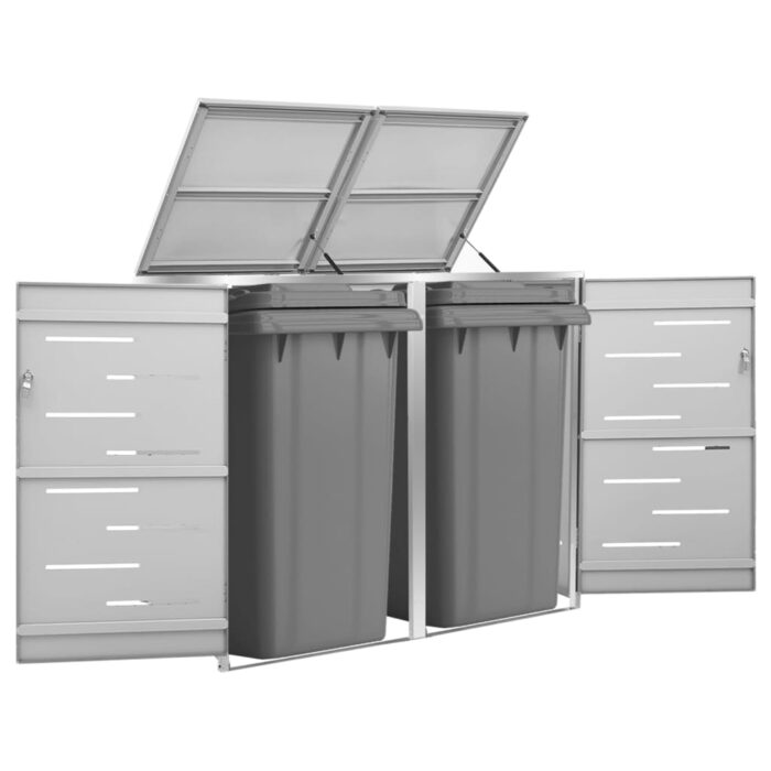 Abri pour deux poubelles 138x77,5x112,5 cm Inox – Image 1