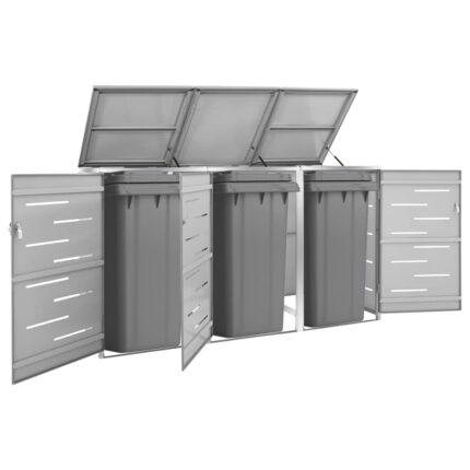 Abri pour trois poubelles 207x77,5x112,5 cm Inox
