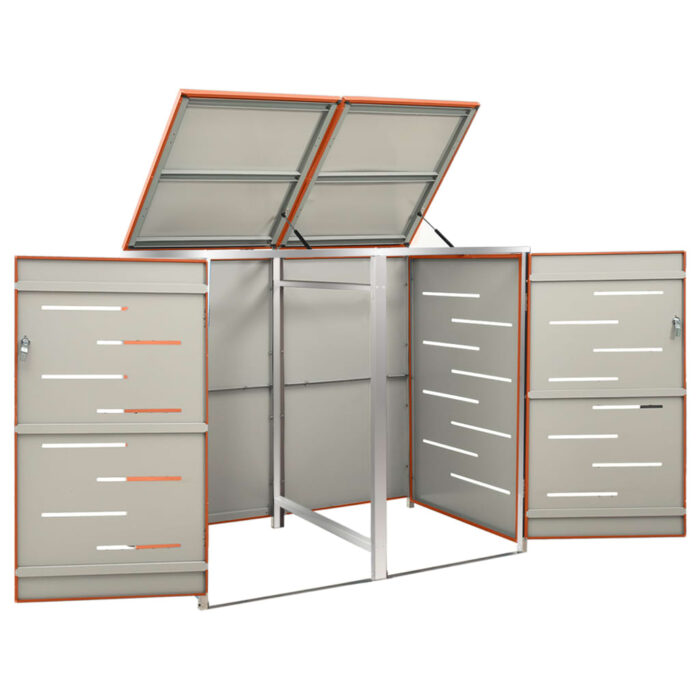 Abri pour deux poubelles 138x77,5x112,5 cm Inox – Image 8
