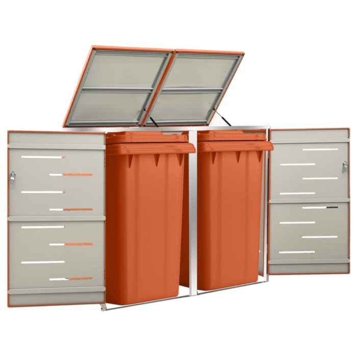Abri pour deux poubelles 138x77,5x112,5 cm Inox – Image 1