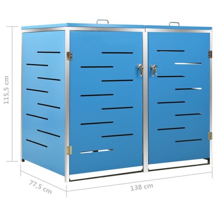 Abri pour deux poubelles 138x77,5x112,5 cm Inox – Image 10