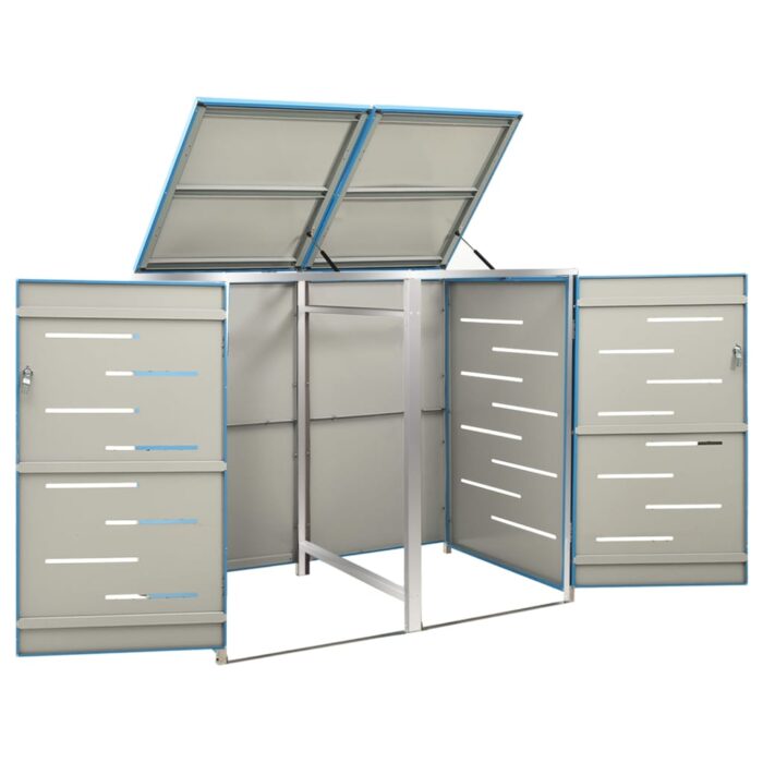 Abri pour deux poubelles 138x77,5x112,5 cm Inox – Image 5