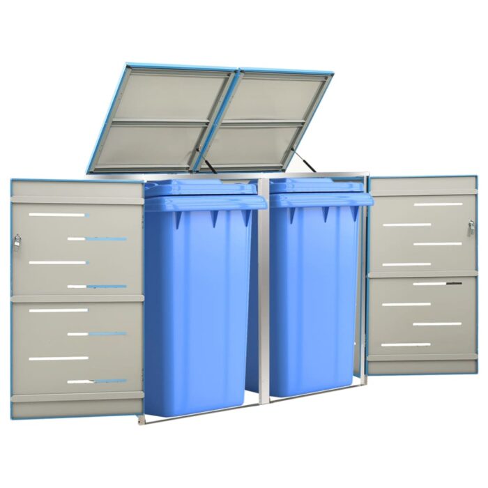 VXL8720286335024_m_en_hd_1.jpg Abri pour deux poubelles 138x77,5x112,5 cm Inox – Image 1