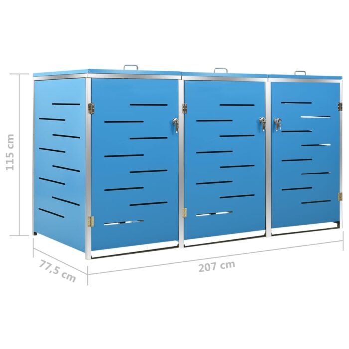 Abri pour trois poubelles 207x77,5x112,5 cm Inox – Image 10