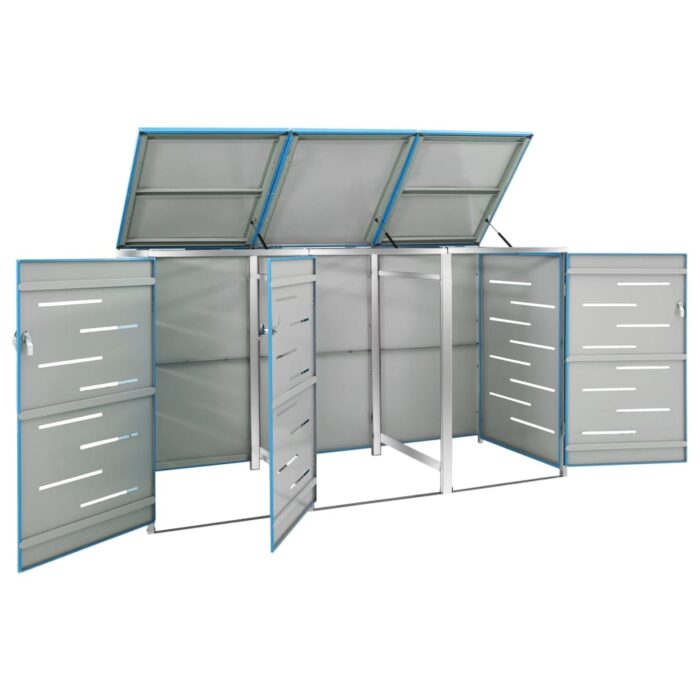 Abri pour trois poubelles 207x77,5x112,5 cm Inox – Image 4