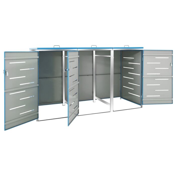 Abri pour trois poubelles 207x77,5x112,5 cm Inox – Image 5