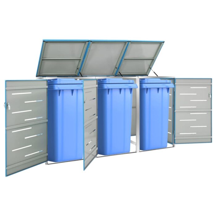 Abri pour trois poubelles 207x77,5x112,5 cm Inox – Image 1