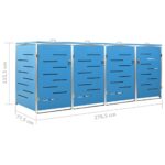 Abri pour quatre poubelles 276,5x77,5x112,5 cm Inox – Image 10