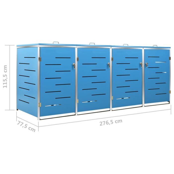 Abri pour quatre poubelles 276,5x77,5x112,5 cm Inox – Image 10