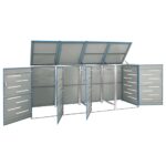 Abri pour quatre poubelles 276,5x77,5x112,5 cm Inox – Image 4