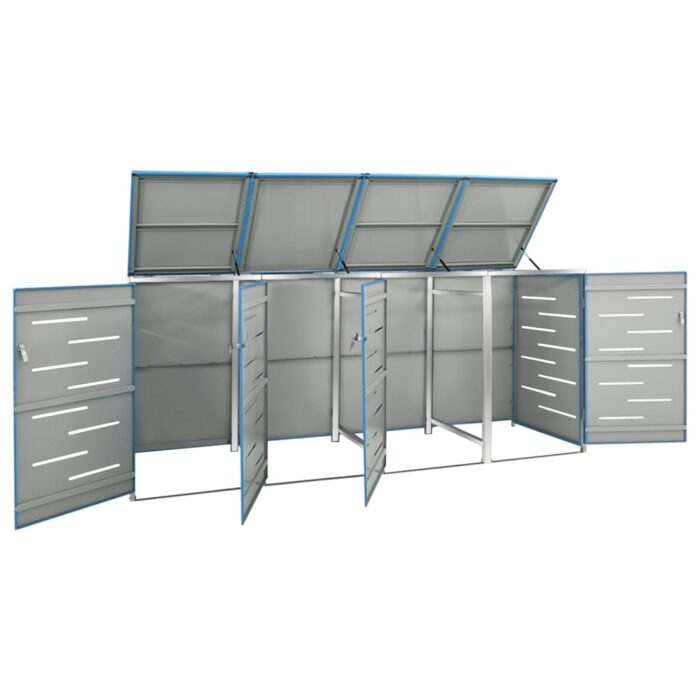 Abri pour quatre poubelles 276,5x77,5x112,5 cm Inox – Image 4