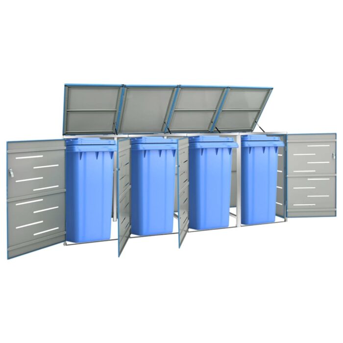 Abri pour quatre poubelles 276,5x77,5x112,5 cm Inox – Image 1