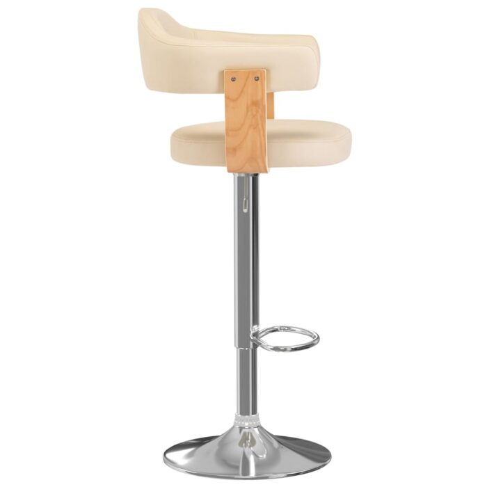 Tabourets de bar lot de 2 crème bois courbé et similicuir – Image 3