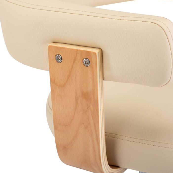 Tabourets de bar lot de 2 crème bois courbé et similicuir – Image 5