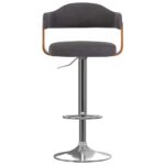 Tabourets de bar lot de 2 gris foncé bois courbé et tissu – Image 2