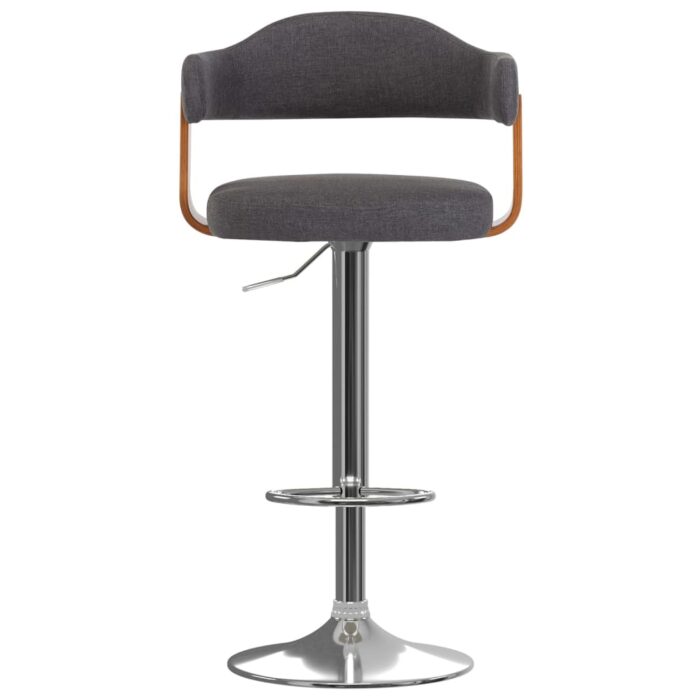 Tabourets de bar lot de 2 gris foncé bois courbé et tissu – Image 2