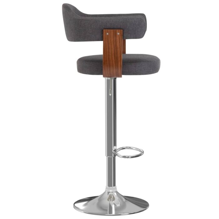 Tabourets de bar lot de 2 gris foncé bois courbé et tissu – Image 3