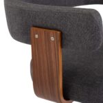Tabourets de bar lot de 2 gris foncé bois courbé et tissu – Image 5
