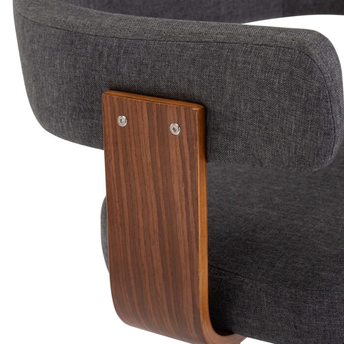 Tabourets de bar lot de 2 gris foncé bois courbé et tissu – Image 5