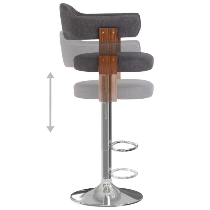 Tabourets de bar lot de 2 gris foncé bois courbé et tissu – Image 6