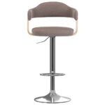 Tabourets de bar lot de 2 taupe bois courbé et tissu – Image 2