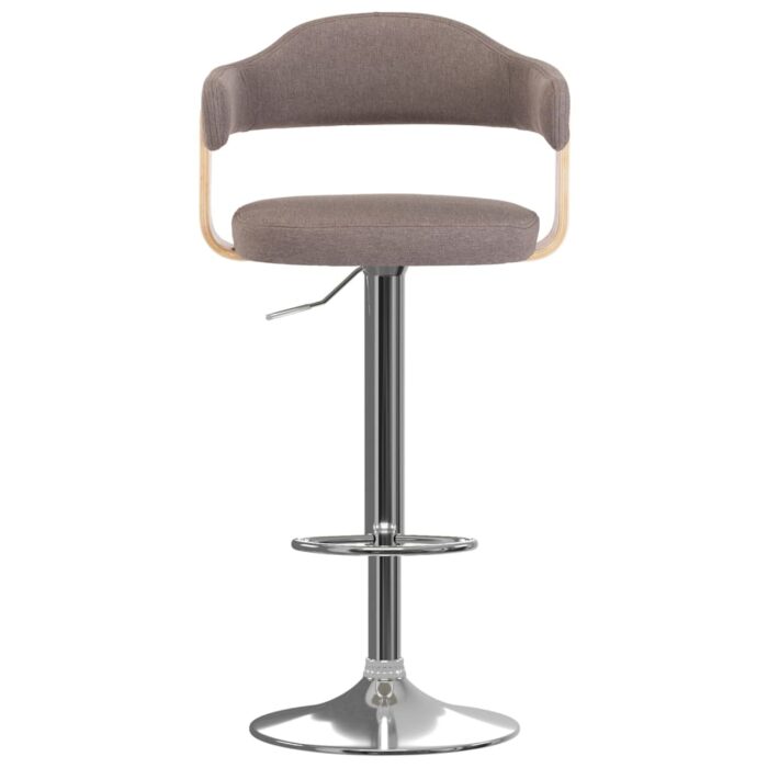 Tabourets de bar lot de 2 taupe bois courbé et tissu – Image 2