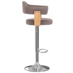 Tabourets de bar lot de 2 taupe bois courbé et tissu – Image 3