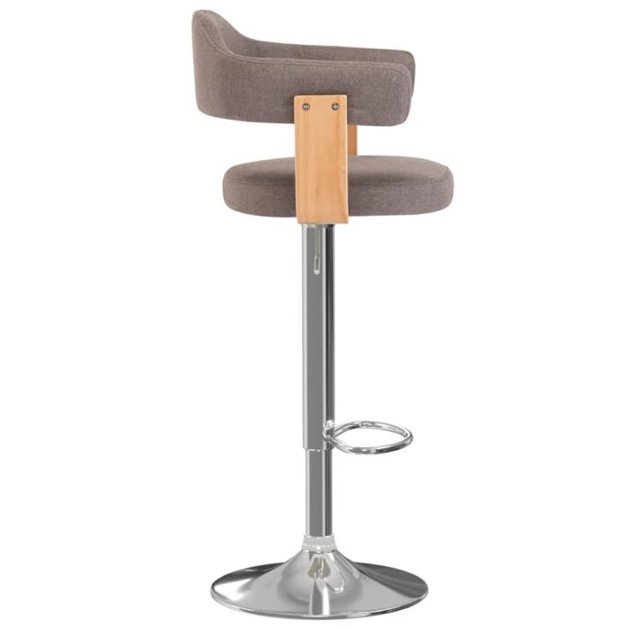 Tabourets de bar lot de 2 taupe bois courbé et tissu – Image 3