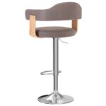 Tabourets de bar lot de 2 taupe bois courbé et tissu – Image 4