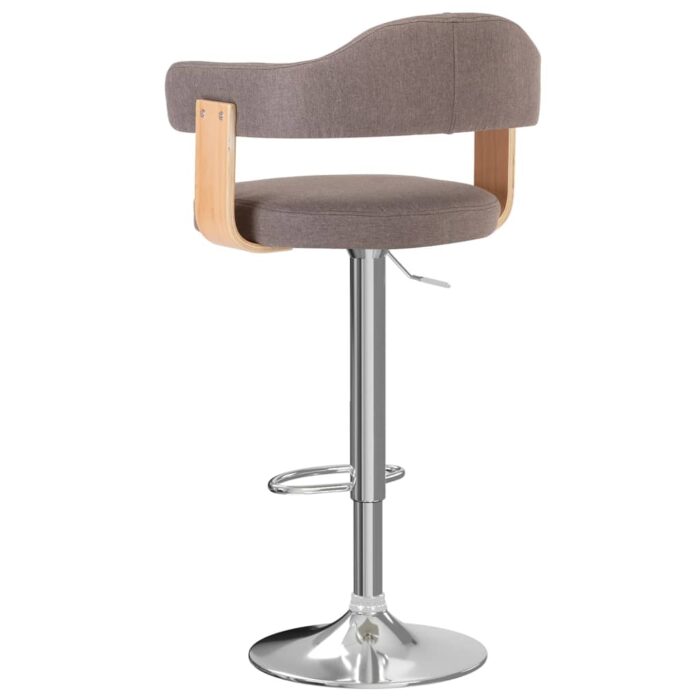 Tabourets de bar lot de 2 taupe bois courbé et tissu – Image 4