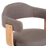 Tabourets de bar lot de 2 taupe bois courbé et tissu – Image 5