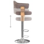 Tabourets de bar lot de 2 taupe bois courbé et tissu – Image 6