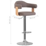 Tabourets de bar lot de 2 taupe bois courbé et tissu – Image 7