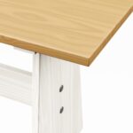 Table à manger et banc REINE marron miel blanc bois pin solide – Image 4