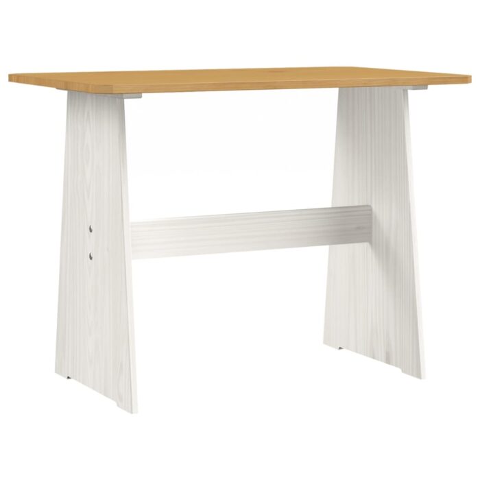 Table à manger et banc REINE marron miel blanc bois pin solide – Image 5