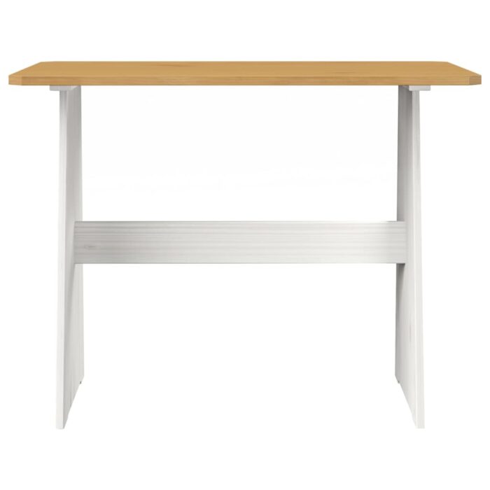 Table à manger et banc REINE marron miel blanc bois pin solide – Image 6