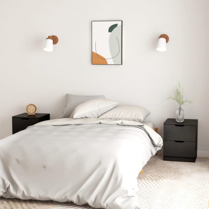 Tables de chevet 2 pcs noir 40x40x50 cm bois d’ingénierie – Image 1