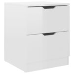 Tables de chevet 2pcs Blanc brillant 40x40x50cm bois ingénierie – Image 2