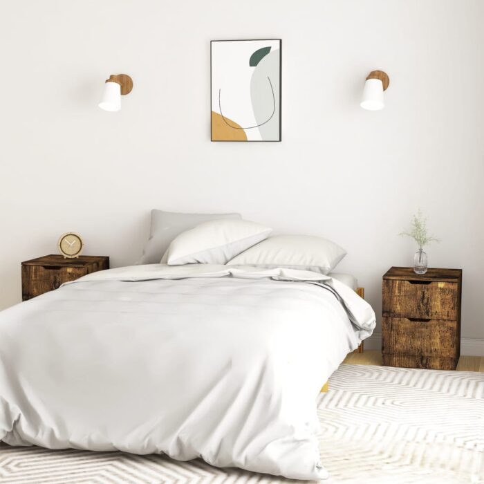 Tables de chevet 2 pcs chêne fumé 40x40x50 cm bois d'ingénierie – Image 1