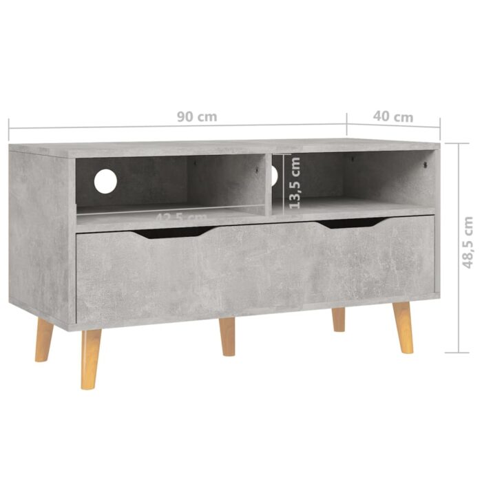 Meuble TV gris béton 90x40x48,5 cm bois d'ingénierie – Image 5