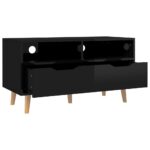 Meuble TV noir brillant 90x40x48,5 cm bois d'ingénierie – Image 2